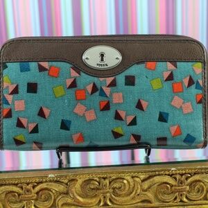 Fossil Key-Per Leather trimmed Wallet